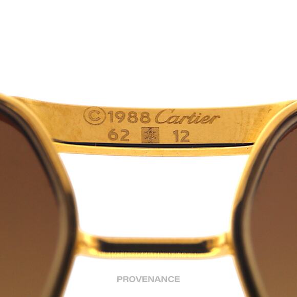 🔴 Cartier Tank Louis Vintage Sunglasses - Gold Brown 62 GM - Picture 5 of 12